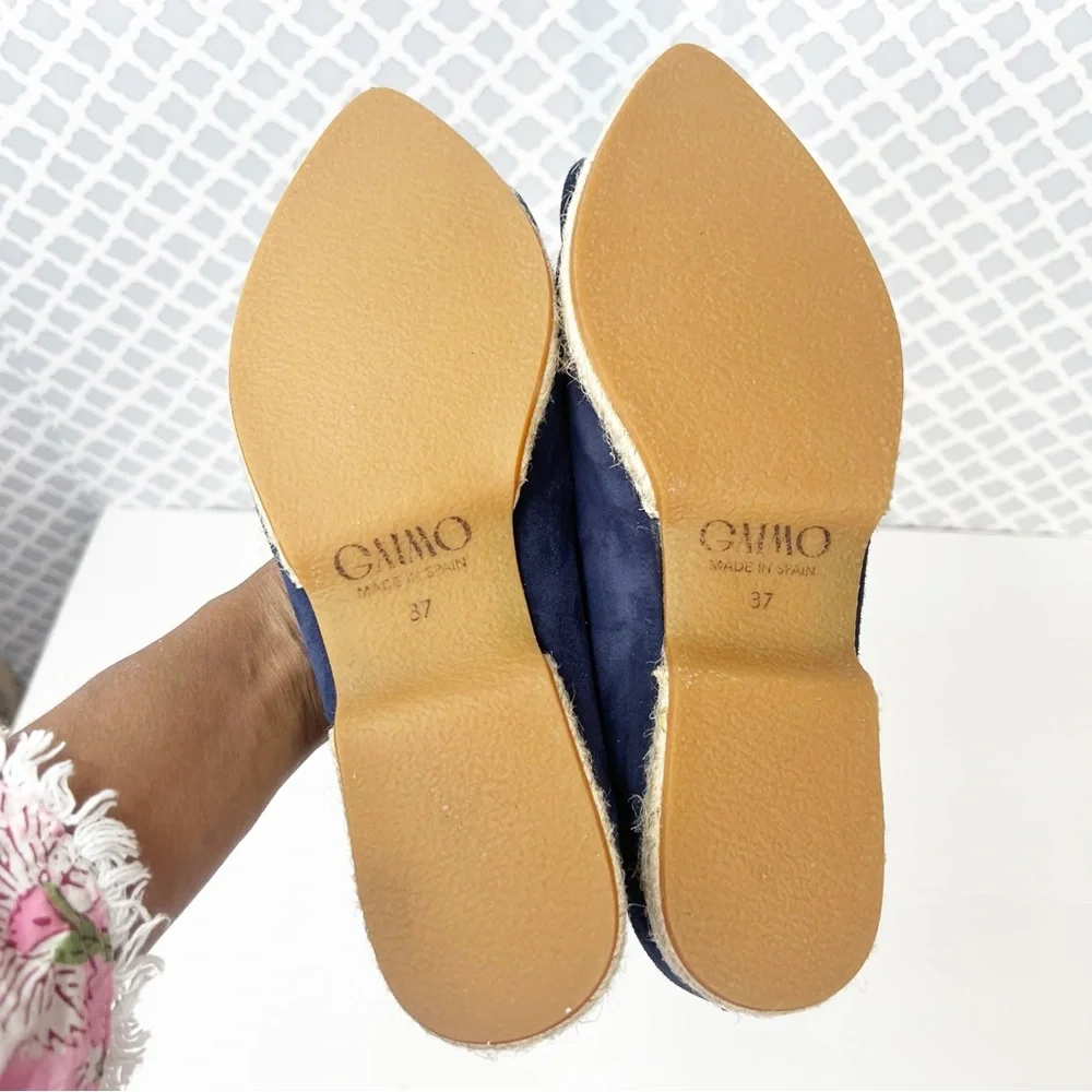 NWOB Gaimo Isbel Suede Espidrille Ballerina with Rose in Ultramarine Navy